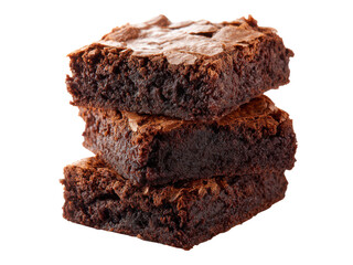 Rich chocolate brownies stacked high against a dark background dessert sweet, Isolated, Png Transparent Background