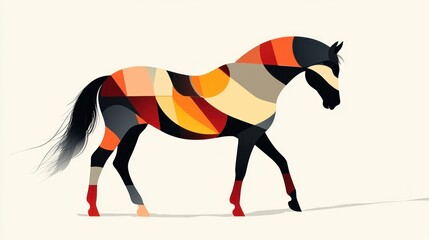 Obraz premium Abstract horse silhouette, colorful design, minimalist style, art print, stock photo