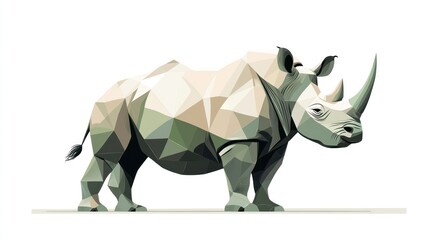 Geometric Rhinoceros Profile Against White Background. Potential Use Stock Photo