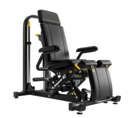 Black fitness machine, adjustable recline, padded seat