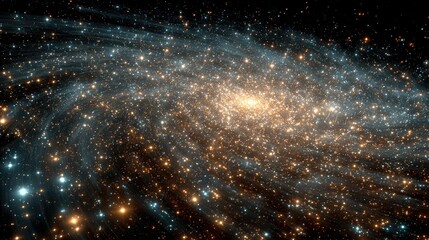 Spiral galaxy, swirling dust and stars