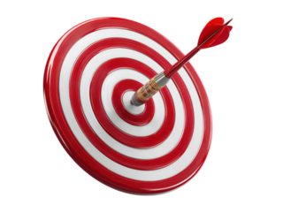 Red white circular target with dart hitting bullseye image, Isolated, Png Transparent Background