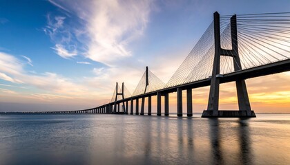 Vasco da Gama Bridge at Sunrise: A Majestic Portuguese Landmark