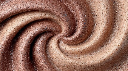 Swirling, textured, brown and beige ice cream swirl