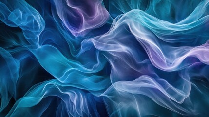 Obraz premium A smooth abstract design with gentle waves of blue, teal, and purple flowing across the background, creating a serene and tranquil visual effect