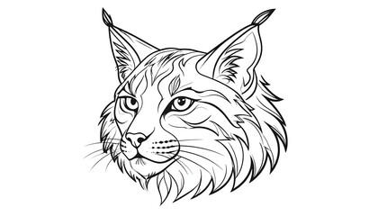 Obraz premium Detailed line drawing of a bobcat's head