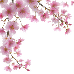 Obraz premium Blooming cherry blossoms showcase vibrant pink petals in springtime beauty under clear skies