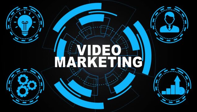 abstract Video marketing and advertising concept on screen. Business, Technology, background,