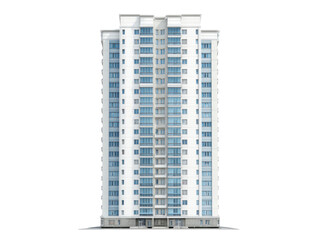 Tall white residential building with many blue windows image, Isolated, Png Transparent Background