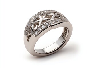 Platinum nose ring with starshaped pave settings