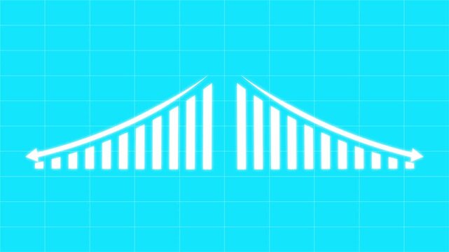 Animation down business graph icon. .business or finance loss concept icon diagrams showing a steady increase in profits, growing charts. Business digital