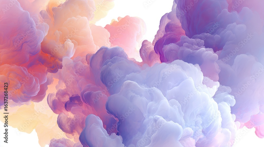 Poster abstract cloud patterns: soft abstract cloud patterns with pastel tones and fluid, dreamy shapes, is