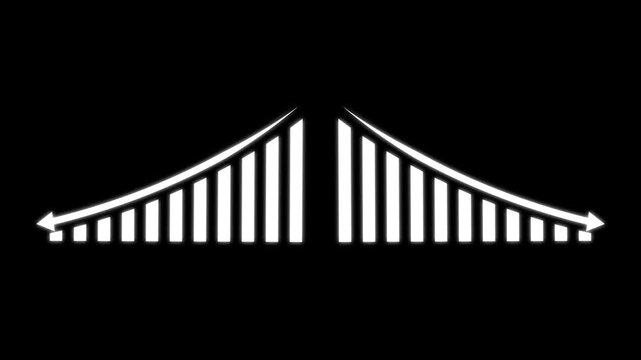 Animation down business graph icon. .business or finance loss concept icon diagrams showing a steady increase in profits, growing charts. Business digital