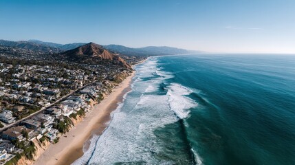 Aerial Drone Photography: Aerial drone photography capturing sweeping views of cities, coastlines, and mountains, isolated on a white background