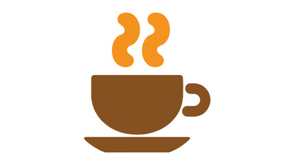 Brown coffee cup with orange steam icon drink beverage