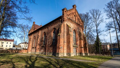 Fototapeta premium Old brick church on a sunny day