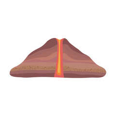 Geological volcano cross-section with hot magma flow vector art.