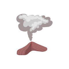 Vector illustration of a smoking volcano with a large smoke plume