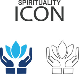 Spirituality Line art icons design. Containing massage, yoga, spa, relaxation, health, exercise, diet, wellbeing, meditation, aromatherapy, and more. Solid icon collection.