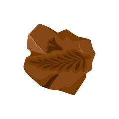 Prehistoric fern leaf fossil imprint on a stone vector illustration