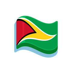 Waving flag of Guyana, stylized 3D icon vector illustration.