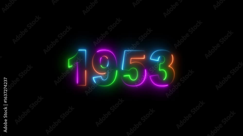 Poster 1953 text with screen effects of technological failures. concept of counting years. past year techno