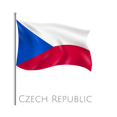 Waving flag of the Czech Republic on a metal pole illustration