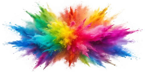 holi colorful powder  explosion  isolated on white background PNG , AI GENERATED
