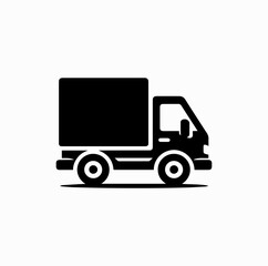 Fototapeta premium Delivery Truck Icon – Minimal Black Silhouette of Small Cargo Vehicle