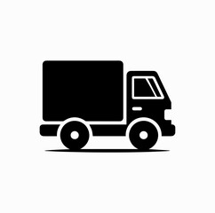 Fototapeta premium Delivery Truck Icon – Minimal Black Silhouette of Small Cargo Vehicle