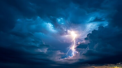 Dramatic Lightning Strike Illuminating the Dark Sky