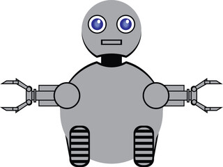 Robot With Arm Automation Technology Chatbot Vector White Background Friendly Robot