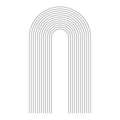 Geometric lines zen patterns. Abstract black arches and shapes. Balance figures with linear outline strokes design. Contemporary mid century line arch design. Vector illustration