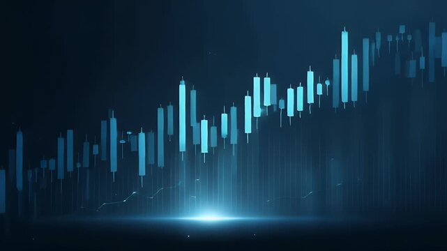 
Blue stock market graph background with glowing lines and candlestick chart, business concept design vector illustration.