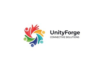 Vibrant people circle vector logo symbolizing collaboration and unity