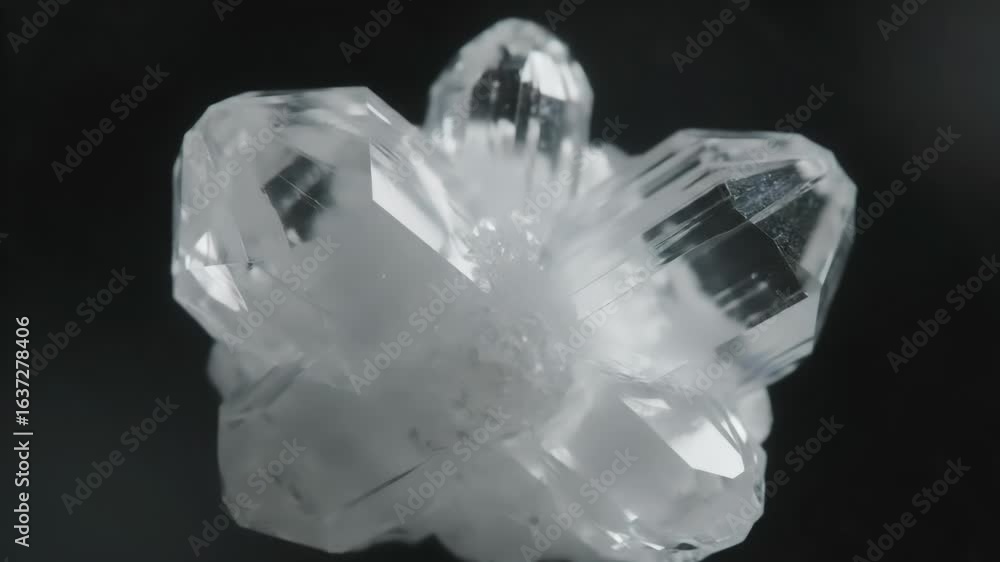 Aufkleber close-up of translucent crystal cluster on a dark background highlighting its geometric structure an