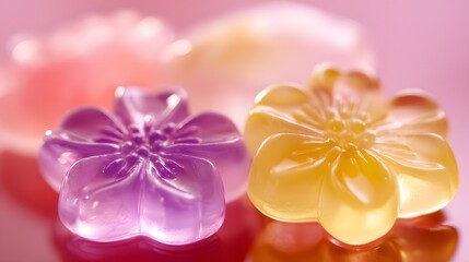 Close-up of colorful flower-shaped candies.