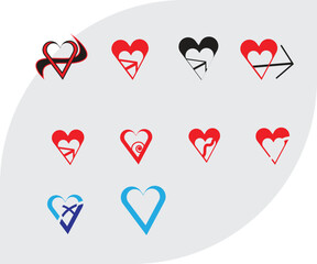Red heart care icon set. minimalist line art vector for love, giving, and kindness, support icons set vector Print. heart - love icon vector design template
