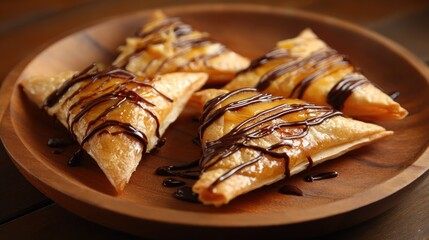 Chocolate glazed triangular pastries