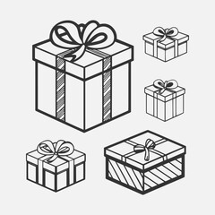 Gift Box Icon NEw Design Black And White