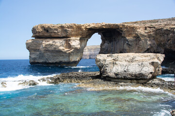 Azure Window Limestone Arch on the Coast of Malta