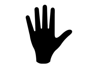 Simple silhouette image of a human hand with fingers extended upward