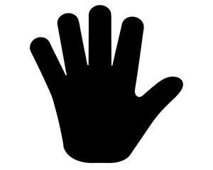 Black silhouette of a human hand reaching out with five fingers