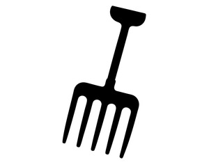 Silhouette of a garden pitchfork for planting and gardening work tool