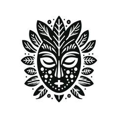 Tribal masks for healers, herbal or leaf motifs