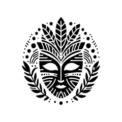 Tribal masks for healers, herbal or leaf motifs