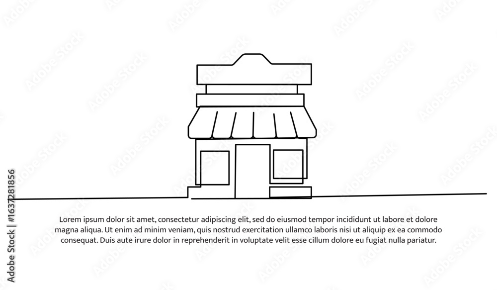 Poster one line of shop. abstract minimal continuous line.