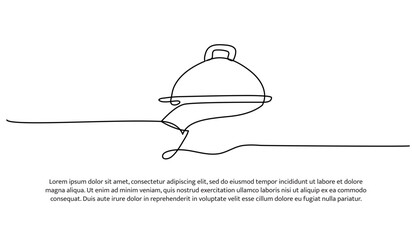 One line of waiters. Abstract minimal continuous line.