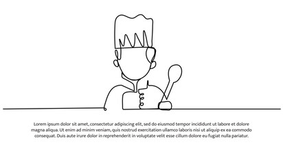Obraz premium One line of male chef. Abstract minimal continuous line.