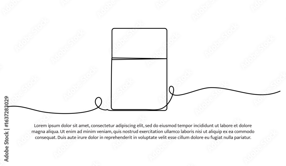 Poster one line of refrigerator. abstract minimal continuous line.